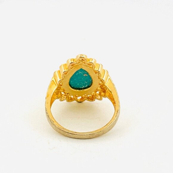 Estate Ross Simon’s Sleeping Beauty Turquoise Ring 14k Gold Over 925 Size 8.75 - Picture 3 of 9